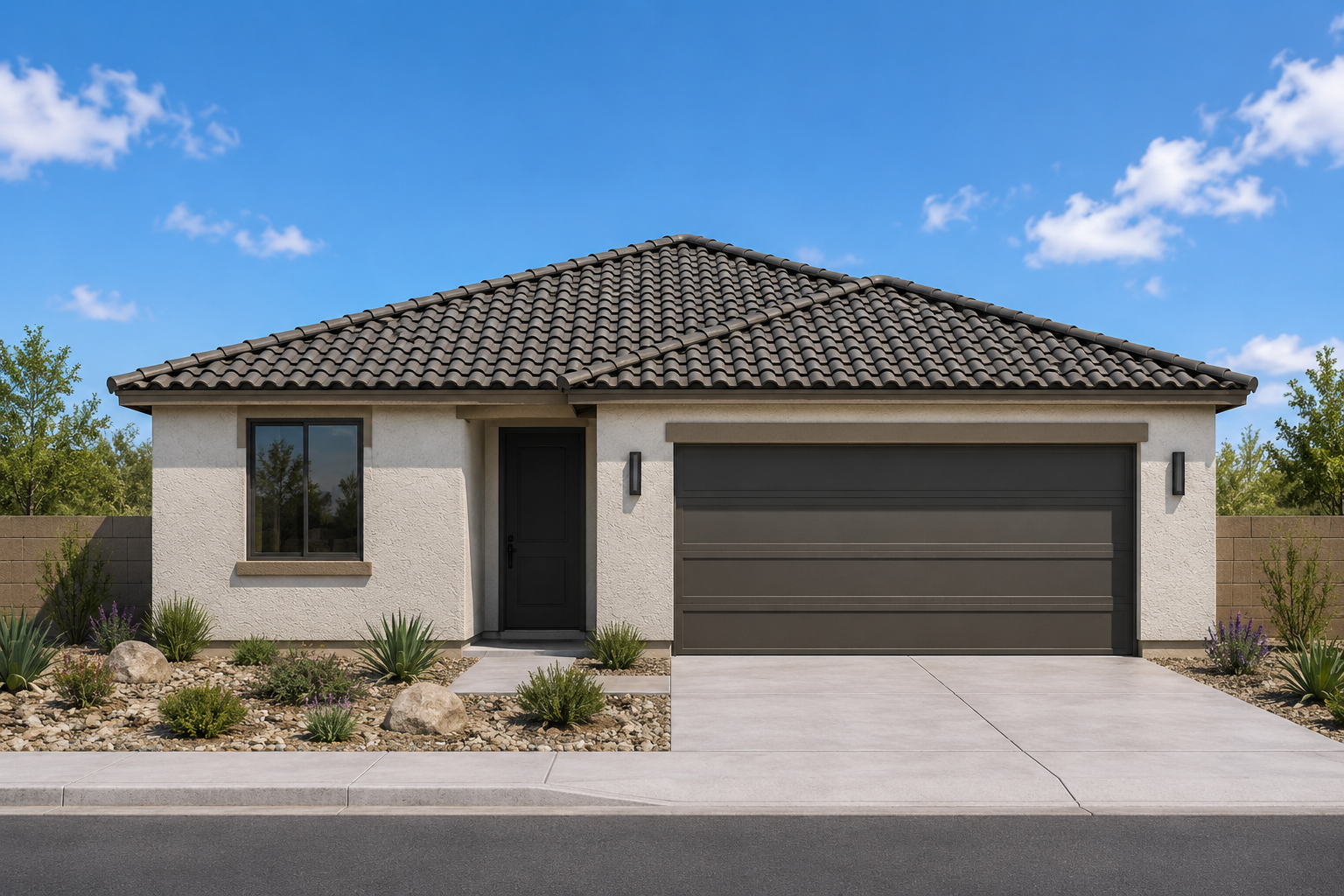 Rendered exterior elevation of the 1644 sq ft Jematell Homes floor plan